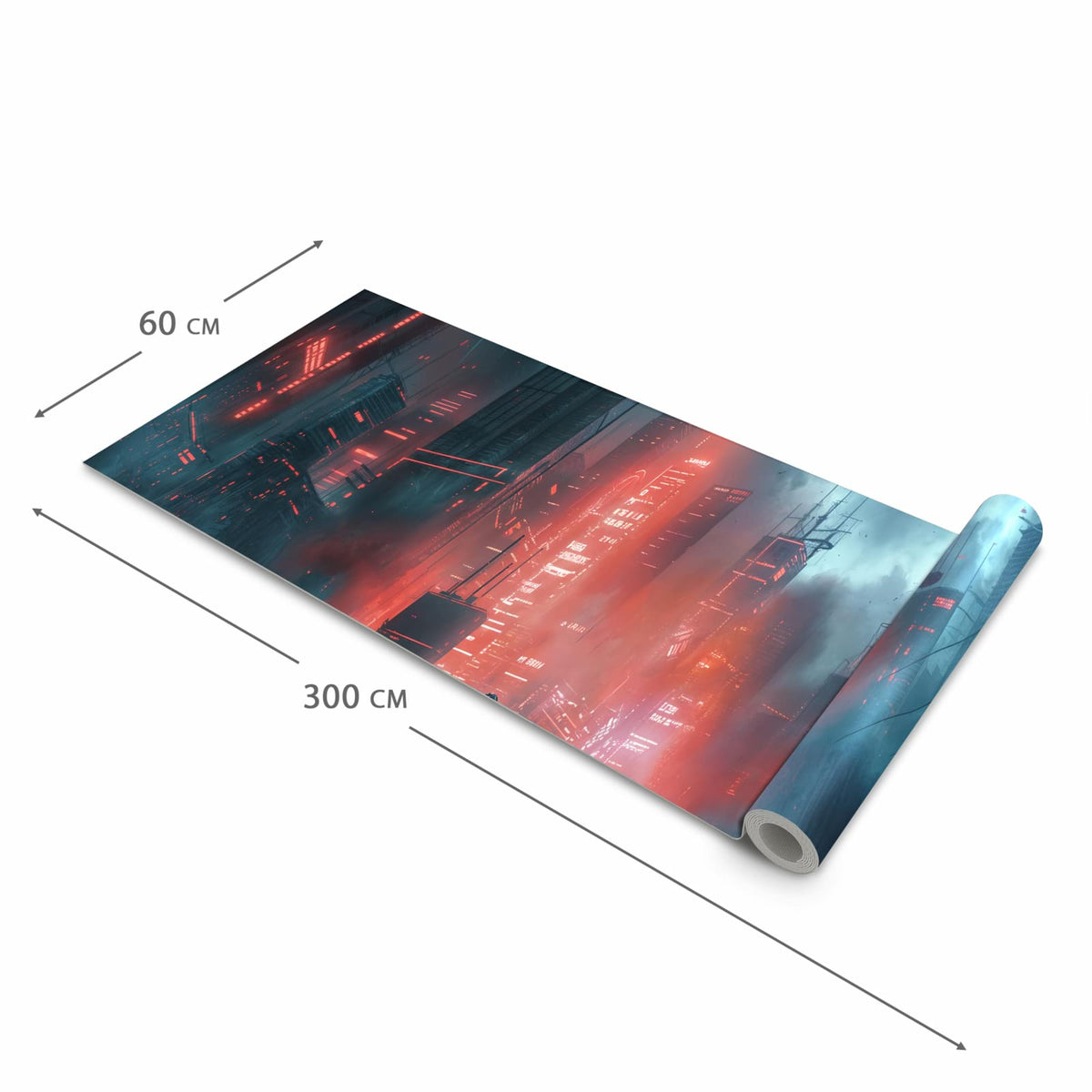 Bodenschonender waschbarer Küchenteppich mit Motiv Neonstadt in der Grösse 80x200 cm