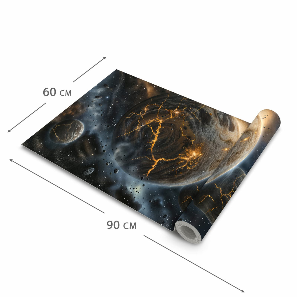 Komfortabler langer Teppich mit Motiv Drei Welten in der Grösse 60x90 cm