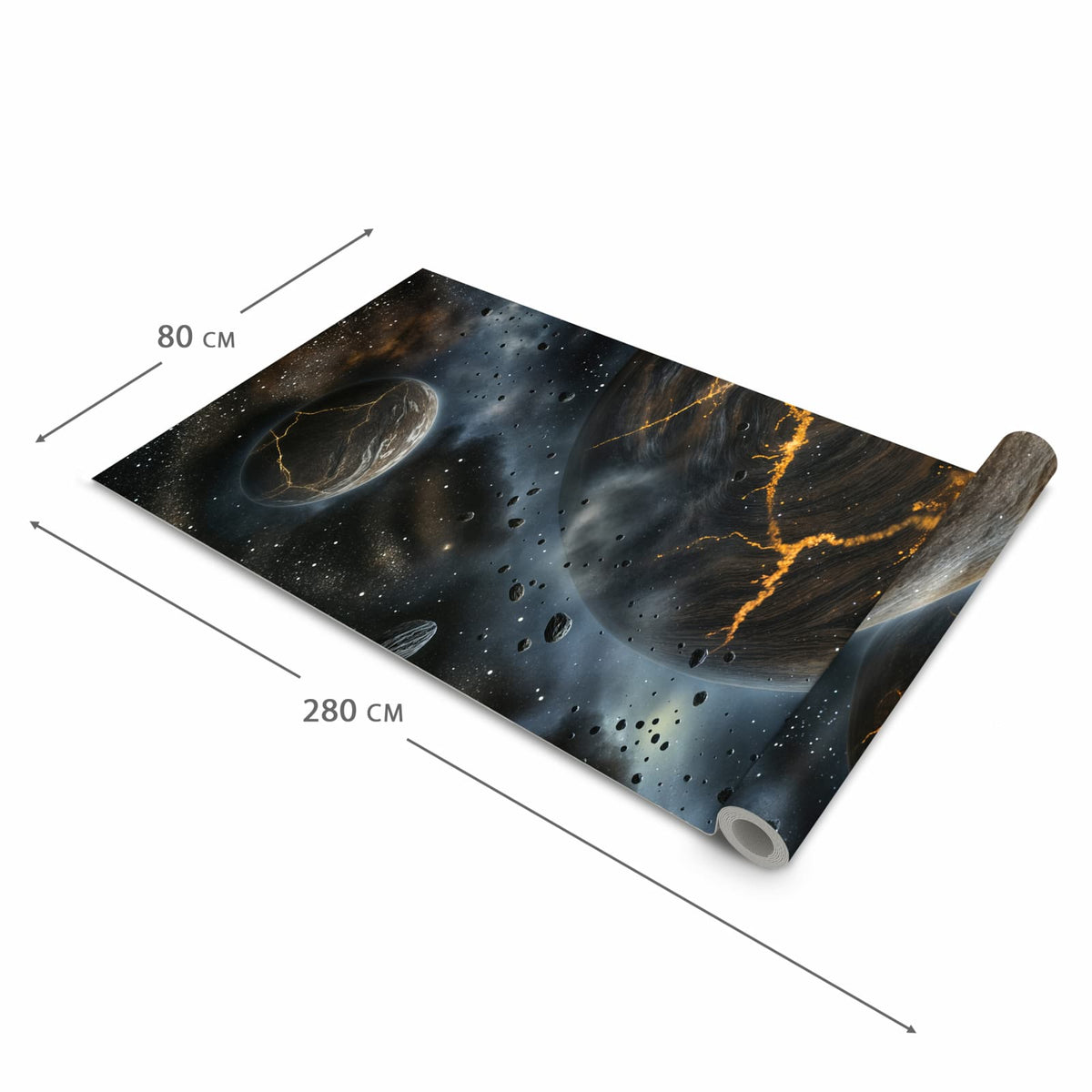 Dünner Küchenteppich mit Motiv Drei Welten in der Grösse 60x90 cm - angenehme Haptik