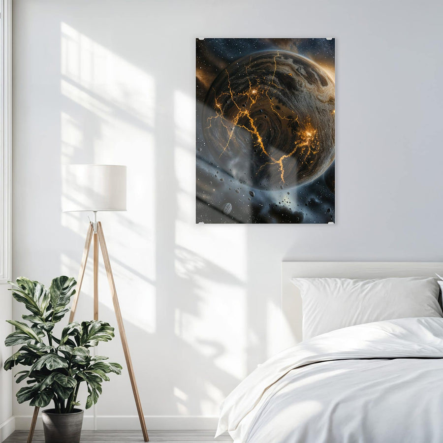 Maße Wandbild - Planeten mit Lavarissen - Hochformat