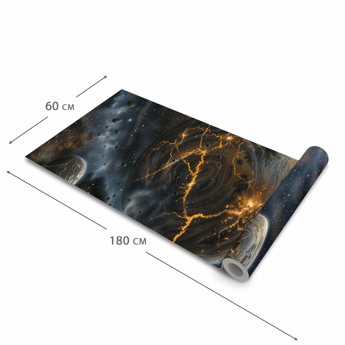 Geruchsneutraler Küchenläufer mit Motiv Drei Welten in der Grösse 60x90 cm