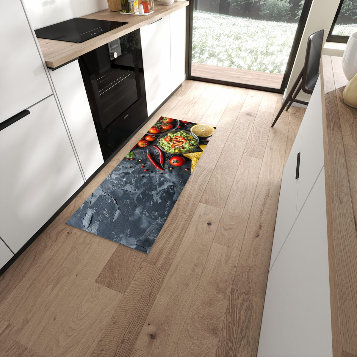 Wasserabweisender Küchenläufer mit Motiv Frisches Gemüse in moderner Küche #grösse_60 x 150 cm