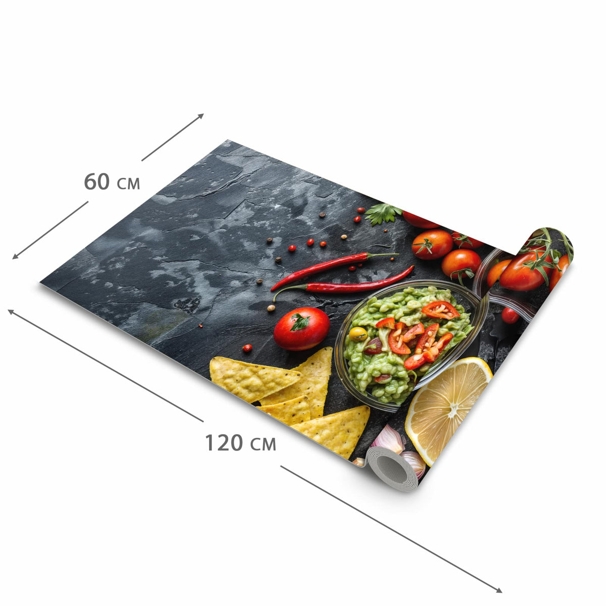 Feuchtigkeitsresistenter Küchenteppich mit Motiv Frisches Gemüse in der Grösse 60x90 cm