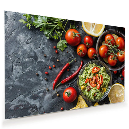 Wandbild mit dem Motiv Guacamole mit Nachos