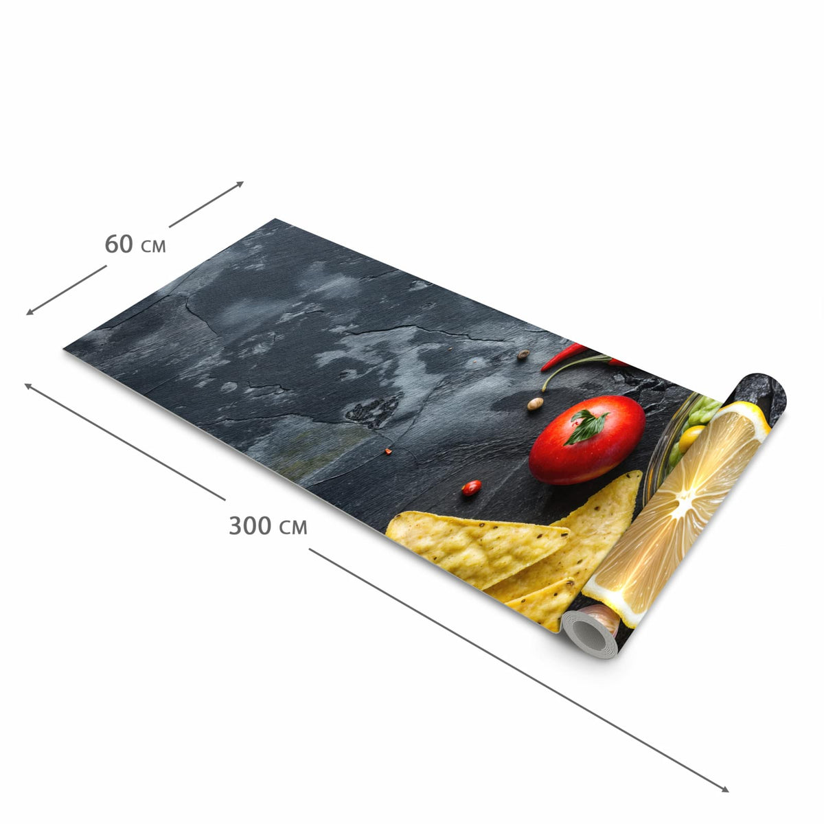 Formstabiler Küchenteppich mit Motiv Frisches Gemüse in der Grösse 60x90 cm