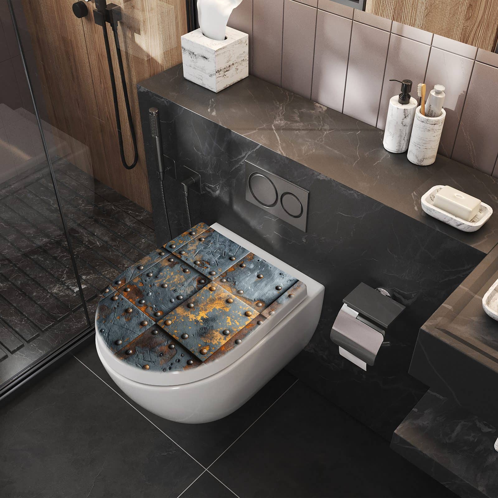 WC-Sitz mit Absenkautomatik Eisenplatten Vintage