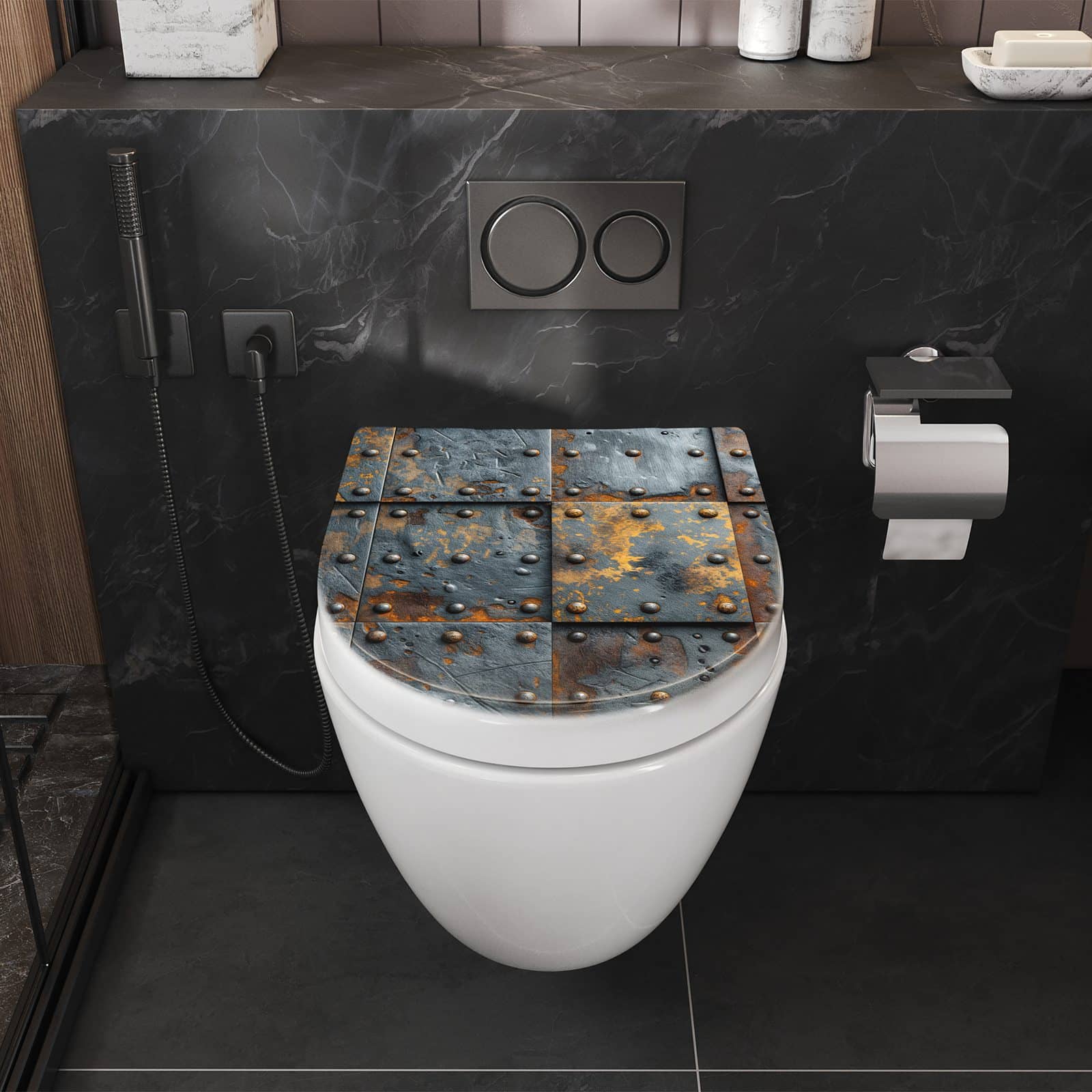 WC-Sitz mit Absenkautomatik Eisenplatten Vintage