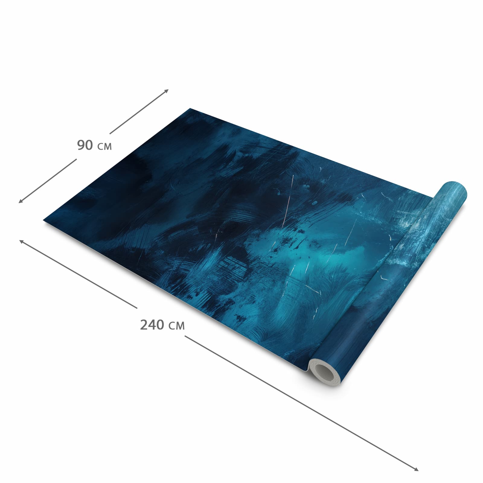 Schmutzabweisender Küchenteppich mit Motiv Abstrakte Blautöne in der Größe 60x300 cm