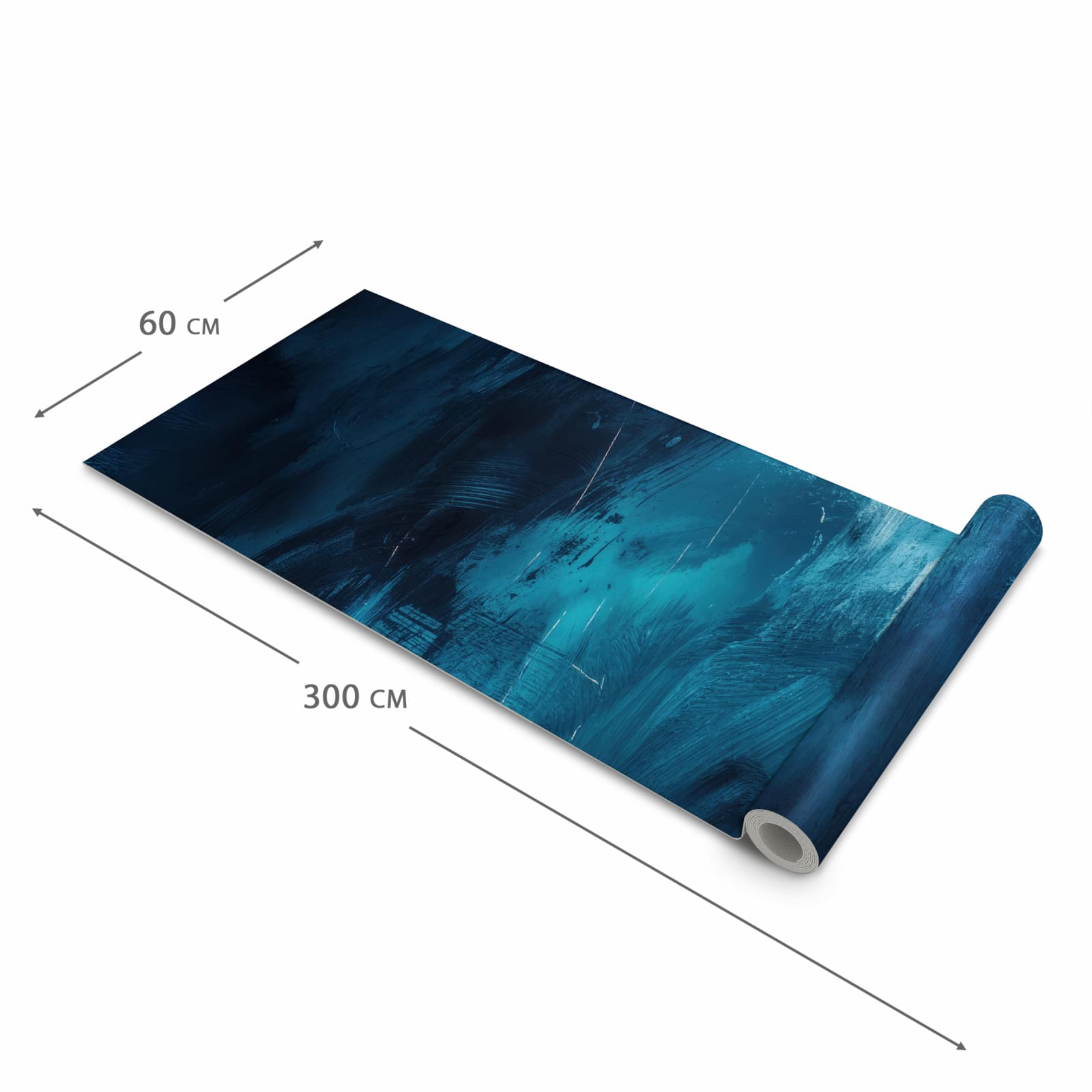 Rutschfester Küchenteppich mit Motiv Abstrakte Blautöne in der Grösse 60x300 cm spart Zeit