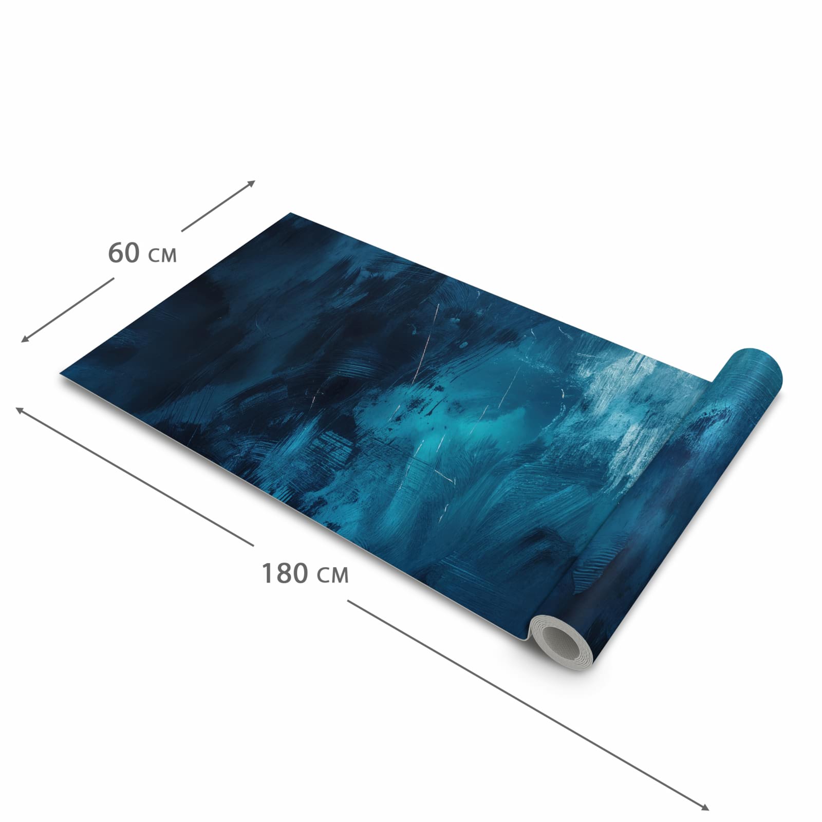 Farbbeständiger Küchenteppich mit Motiv Abstrakte Blautöne in der Grösse 60x300 cm