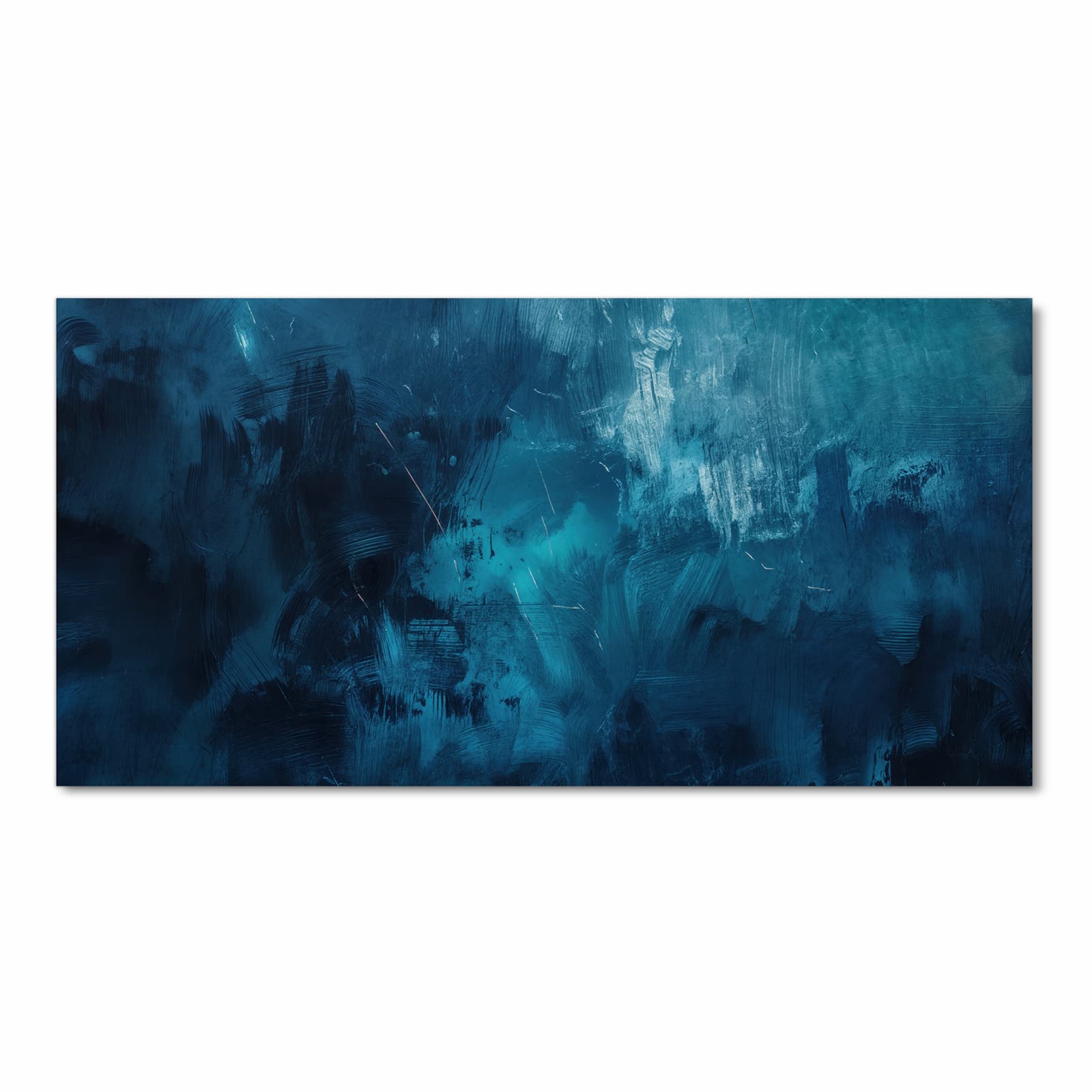 Farbbeständiger Bodenläufer mit Motiv Abstrakte Blautöne in Frontansicht