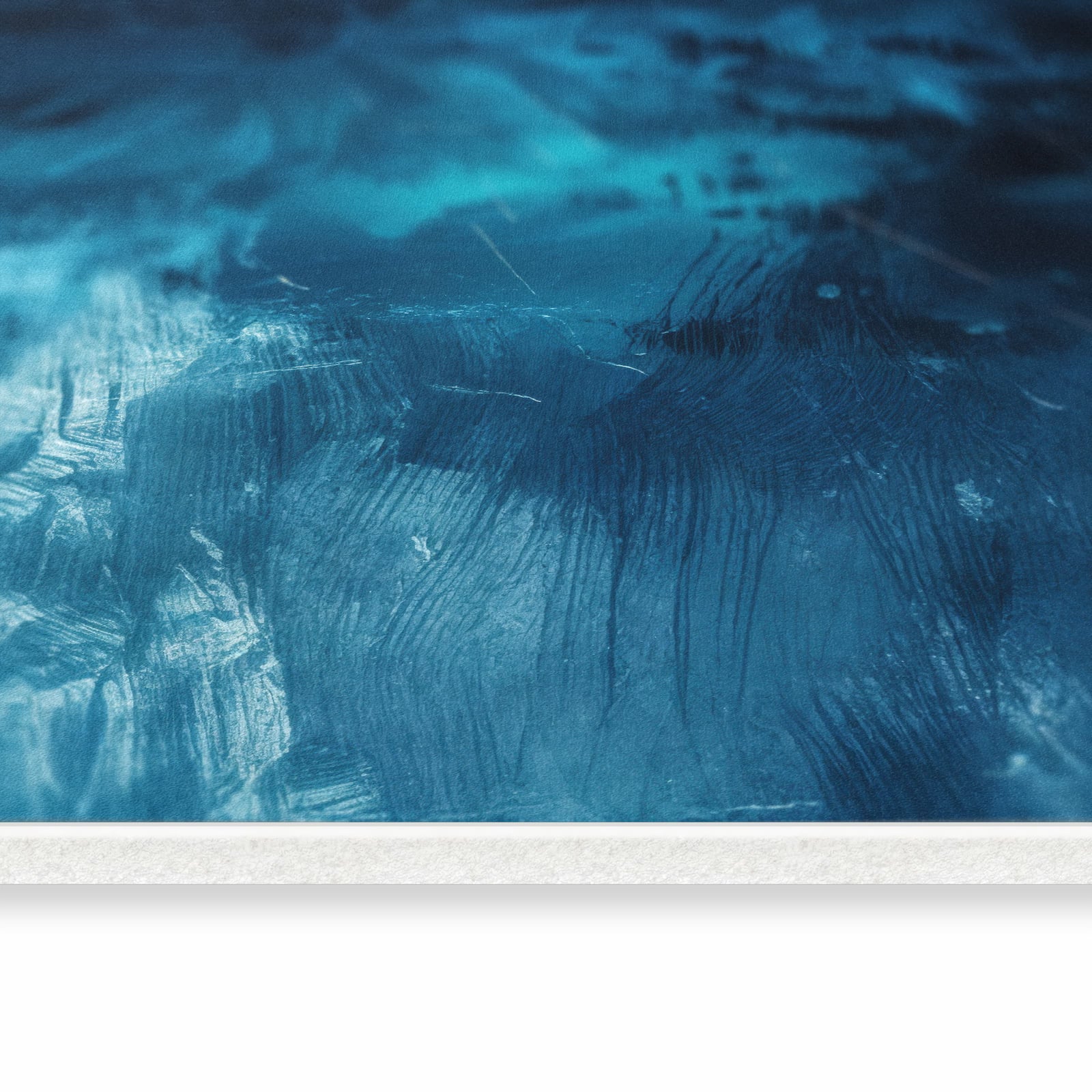 Wasserabweisender Läufer für Eingangsbereich mit Motiv Abstrakte Blautöne in seitlicher Ansicht