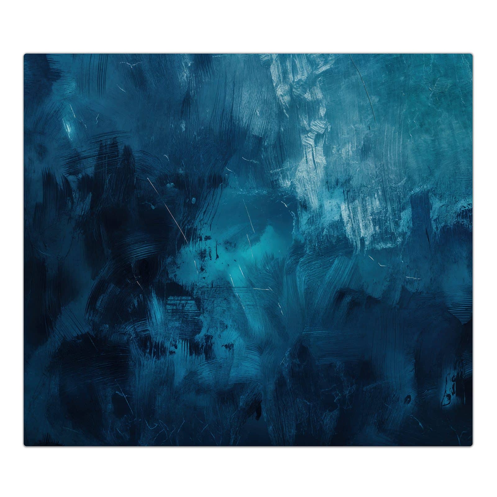 1-teilige Herdabdeckplatte aus Glas mit Abstrakte Blautöne-Motiv in der Frontansicht #grösse_1-Teilig (60x52cm)