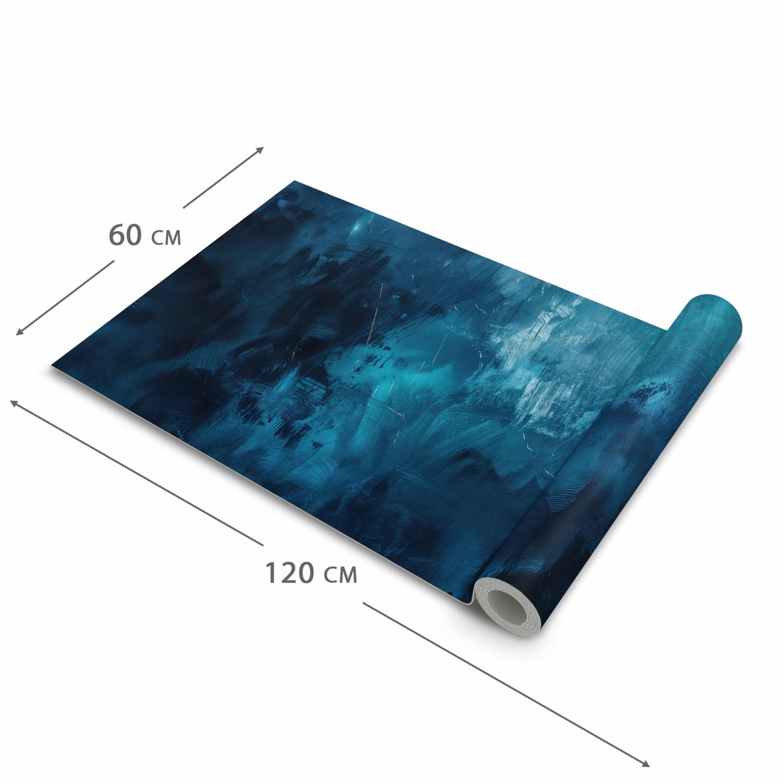 Bodenläufer mit Motiv Abstrakte Blautöne in der Grösse 60x300 cm für Ordnung & Übersicht