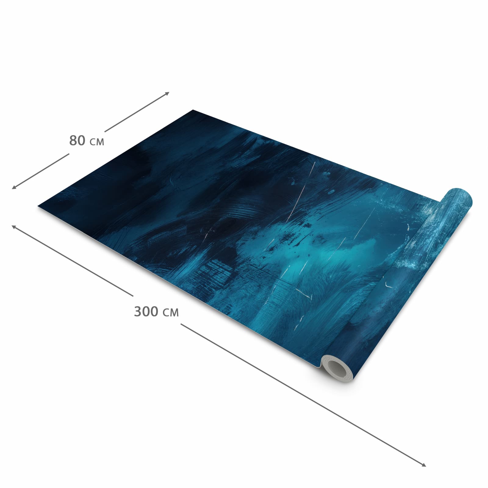 Wasserabweisender rutschfester Küchenteppich mit Motiv Abstrakte Blautöne in der Grösse 60x300 cm