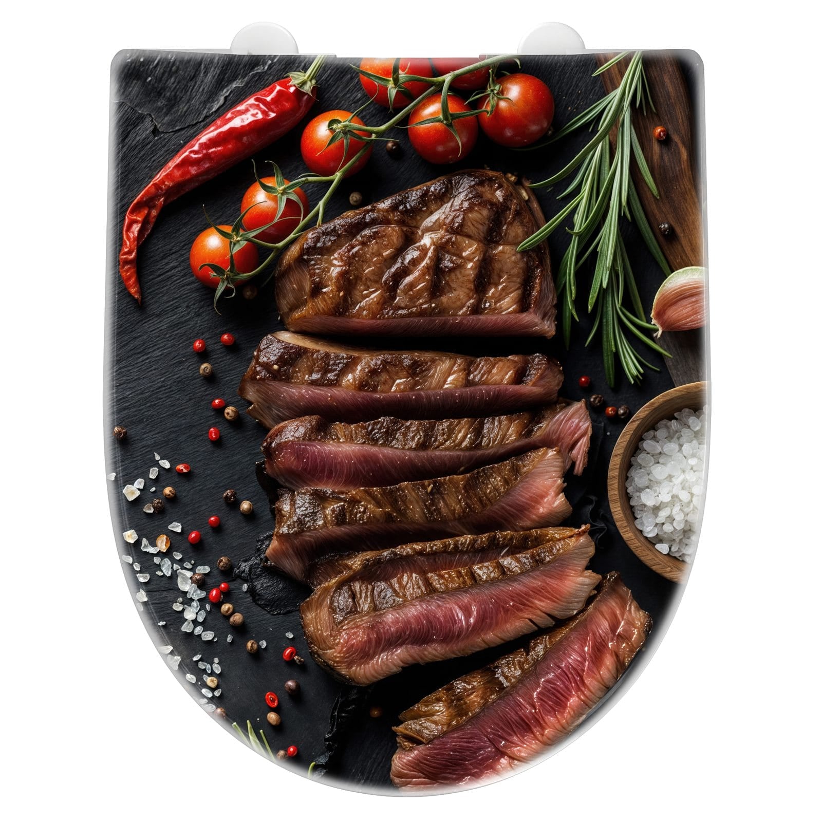 WC-Sitz mit Absenkautomatik Gegrilltes Steak Teller