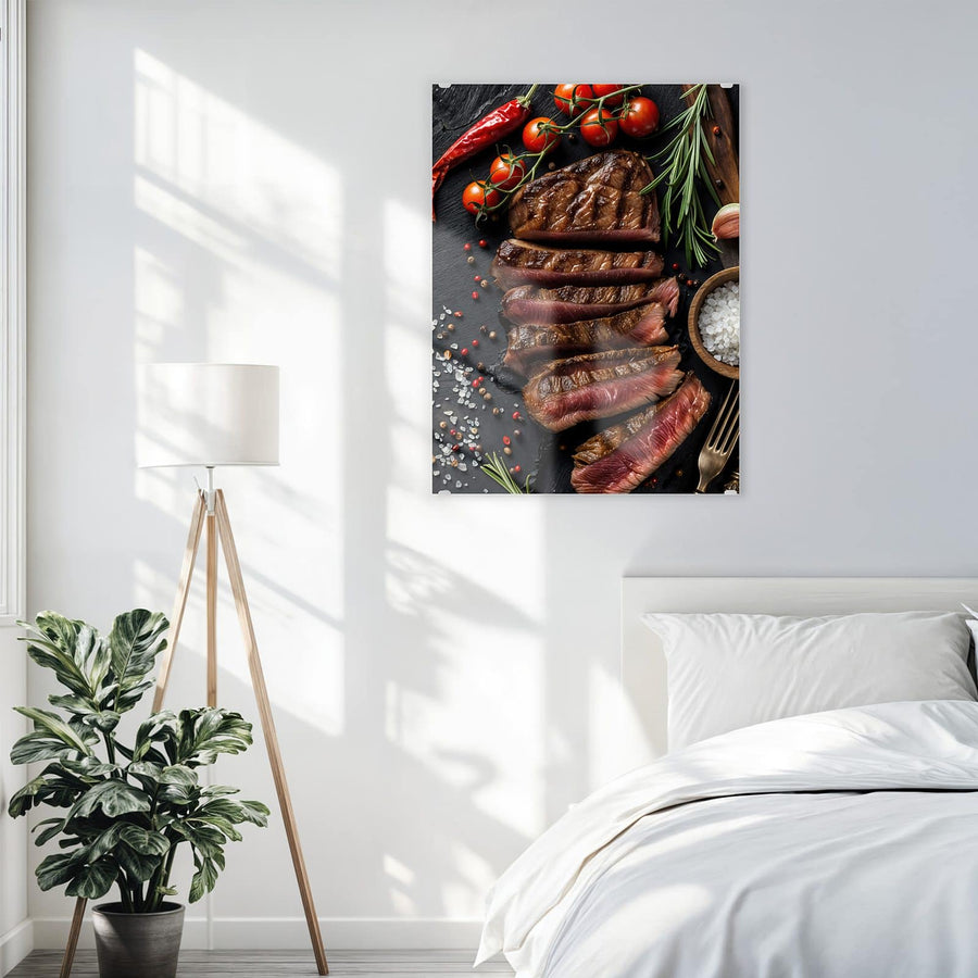 Maße Wandbild - Steak auf Schiefer - Hochformat