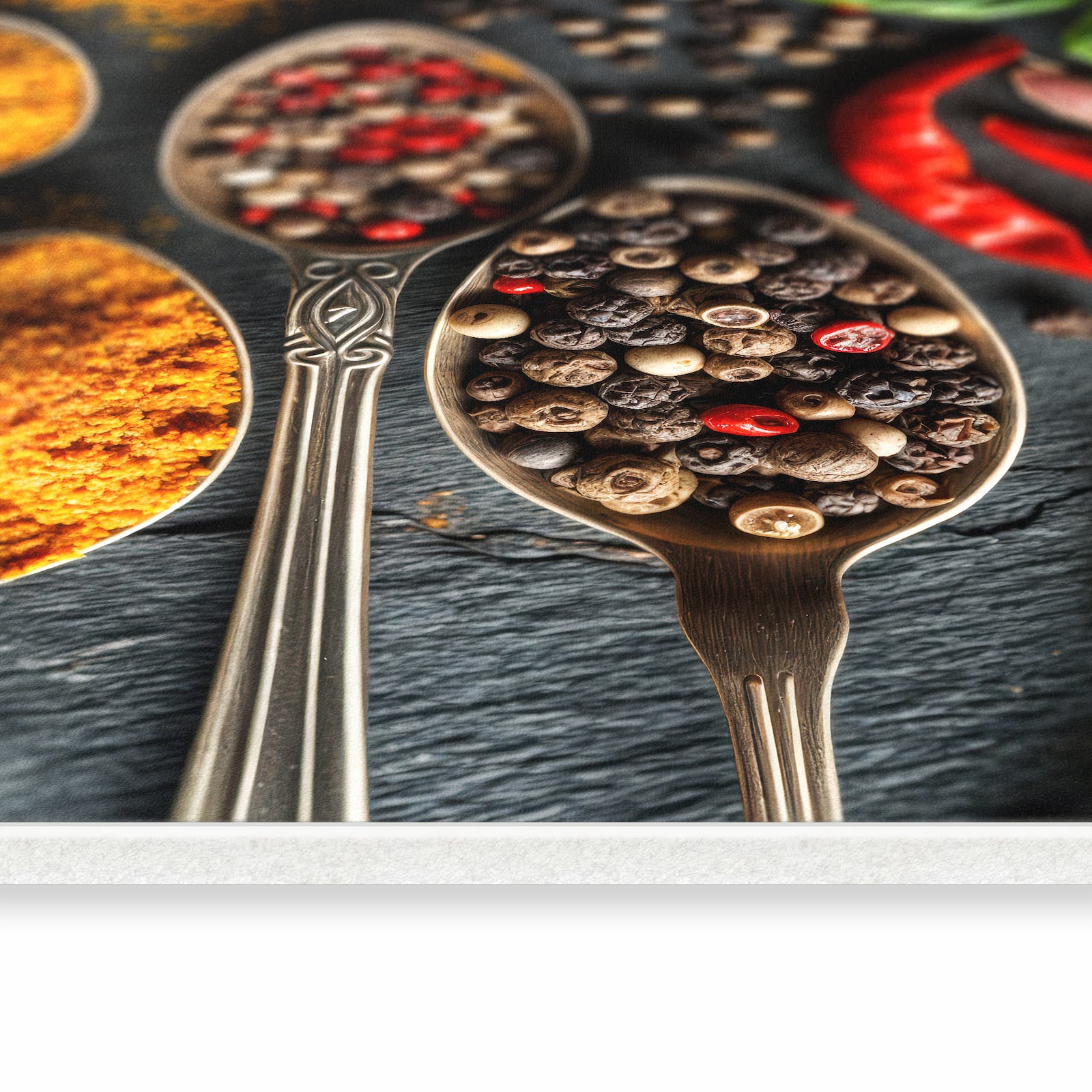 UV-beständiger waschbarer Küchenläufer mit Motiv Küchengewürze in seitlicher Ansicht