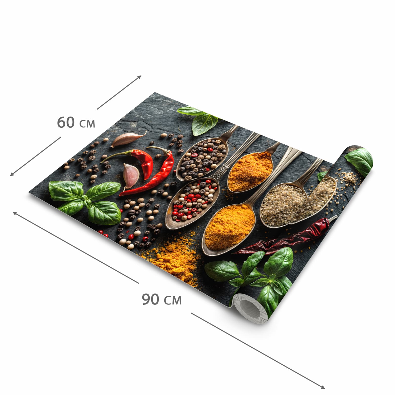 UV-beständiger Läufer für die Küche mit Motiv Küchengewürze in der Grösse 60x270 cm