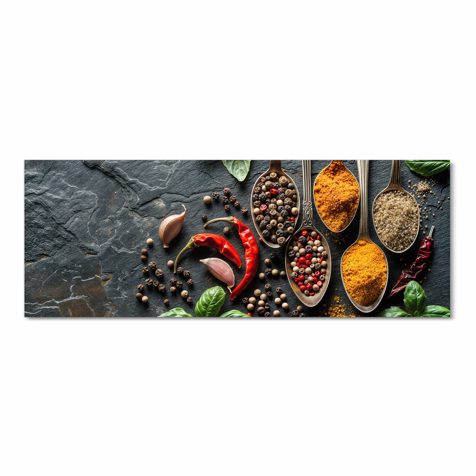 Rutschfester Teppichläufer für die Küche mit Motiv Küchengewürze in Frontansicht