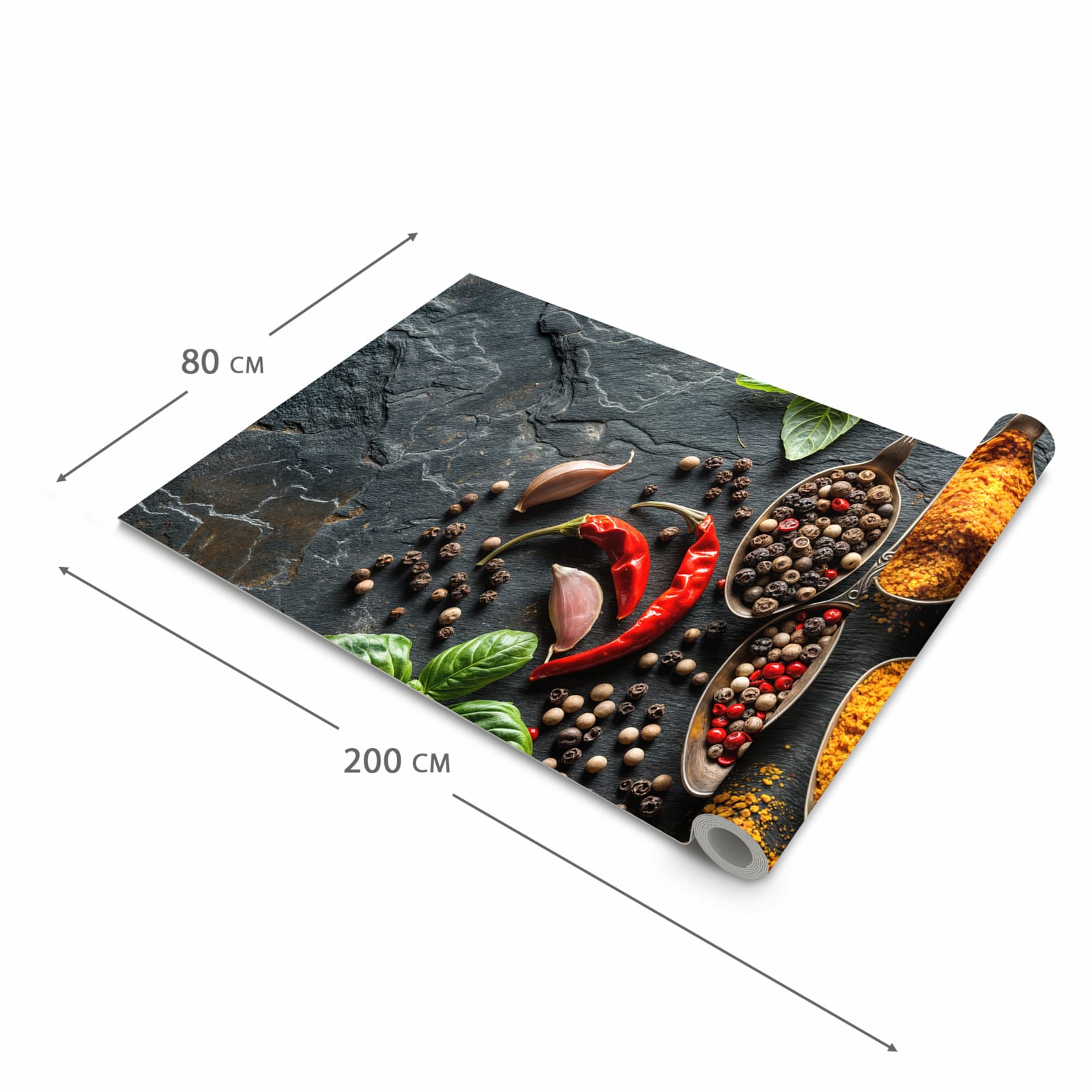 Komfortabler Läufer Küche mit Motiv Küchengewürze in der Grösse 60x270 cm