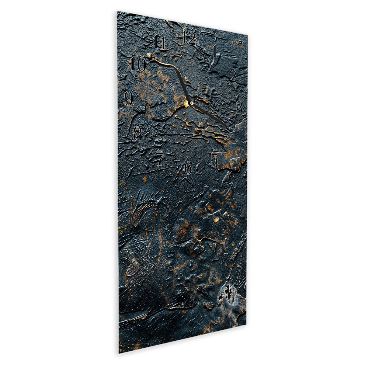 Vormontiert – mit Schwebeeffekt – Wanduhr Abstrakte Oberflächen Textur aus Glas – Hochformat 30 × 60 cm