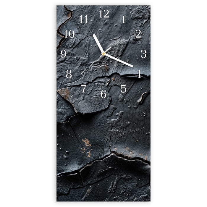 Wanduhr Rissige Struktur aus Glas – Hochformat 30 × 60 cm mit Ziffernblatt Klassisch