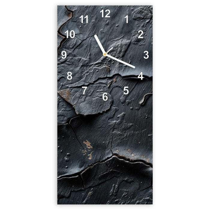 Wanduhr Rissige Struktur aus Glas – Hochformat 30 × 60 cm mit Ziffernblatt Modern