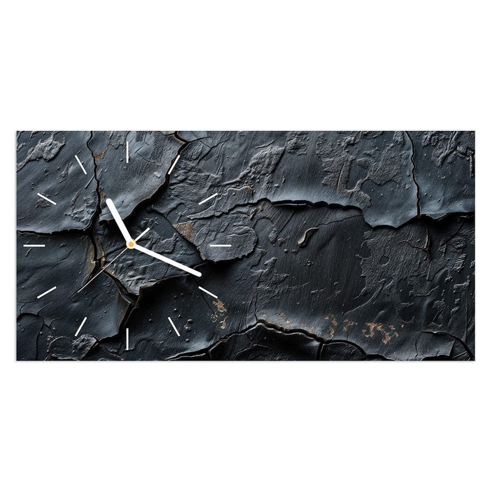 Wanduhr Rissige Struktur aus Glas – Querformat 60 × 30 cm mit Ziffernblatt Linie