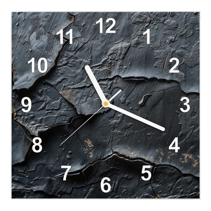 Wanduhr Quadratisch mit dem Motiv Risse in Anthrazit