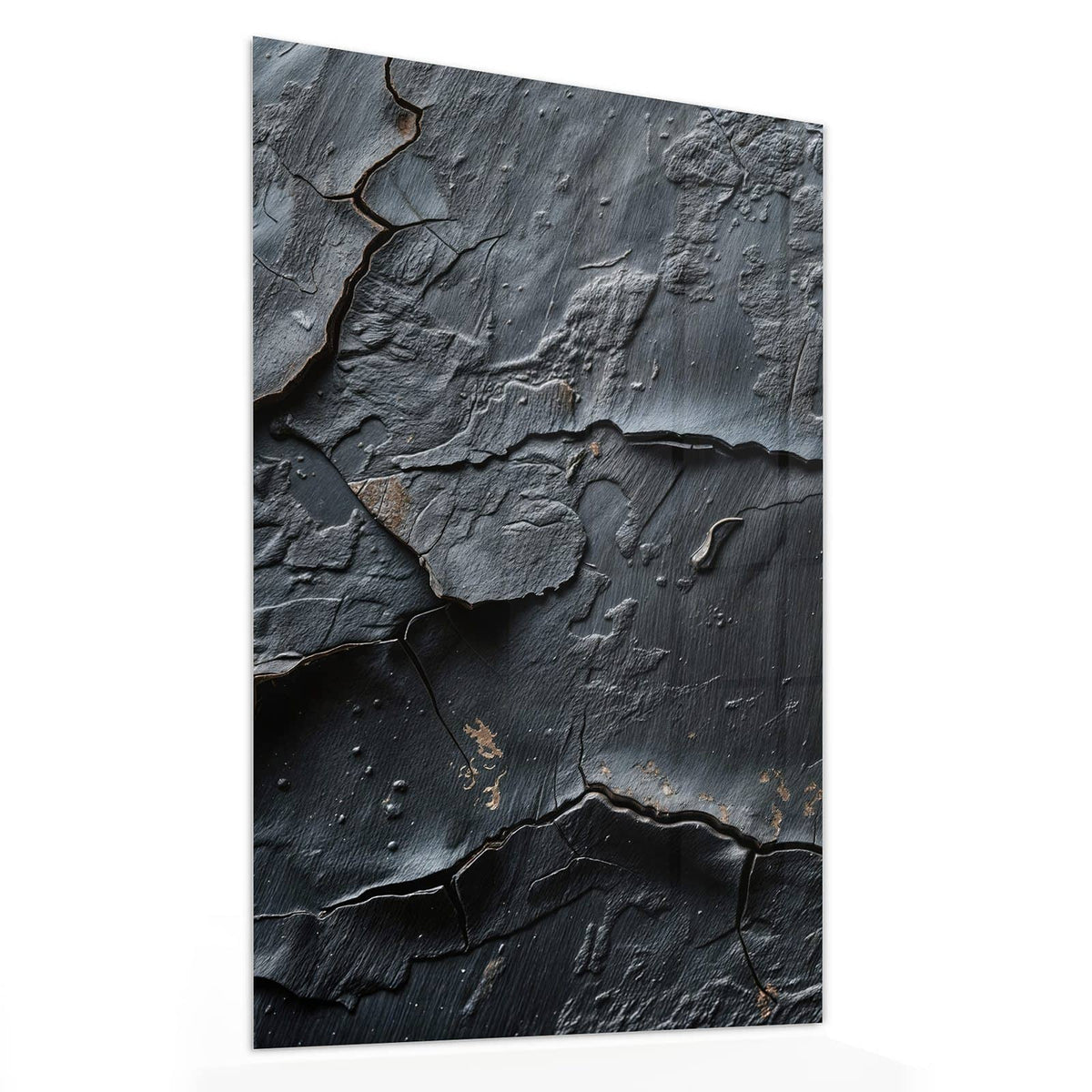 Glasbild Risse in Anthrazit von der Seite, 4 mm Echtglas