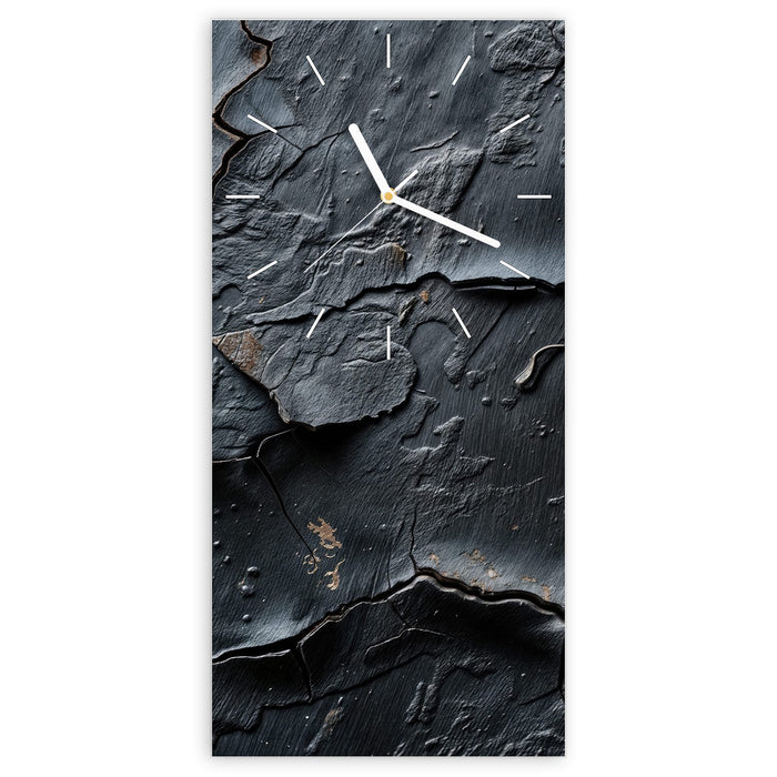 Wanduhr Rissige Struktur aus Glas – Hochformat 30 × 60 cm mit Ziffernblatt Linie