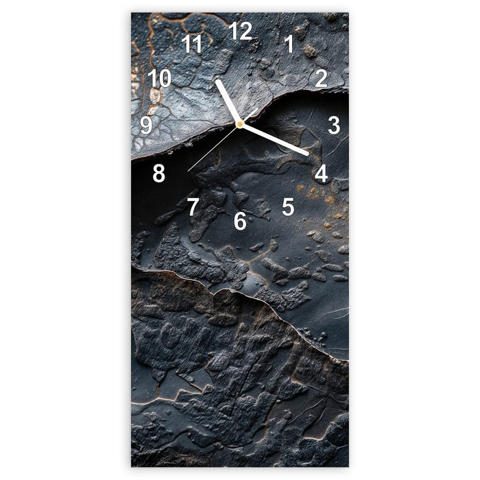 Wanduhr Dunkle Bronzetextur aus Glas – Hochformat 30 × 60 cm mit Ziffernblatt Modern