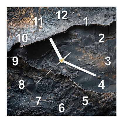 Wanduhr Quadratisch mit dem Motiv Dunkle Bronzetextur