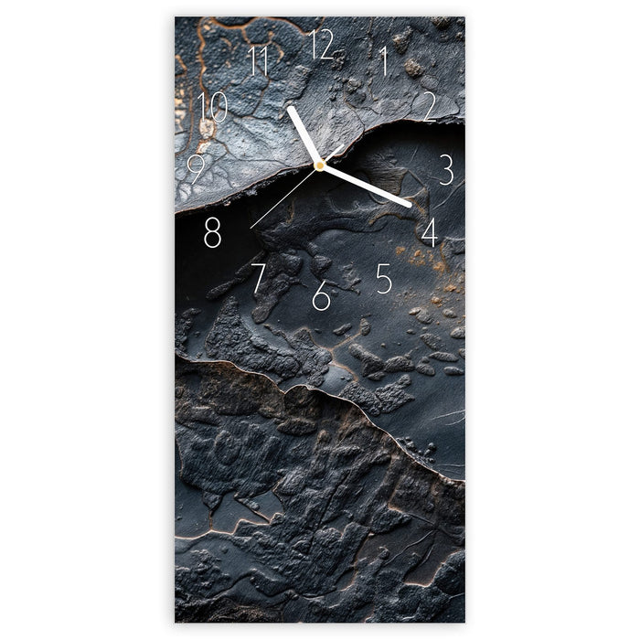Wanduhr Dunkle Bronzetextur aus Glas – Hochformat 30 × 60 cm mit Ziffernblatt Elegant