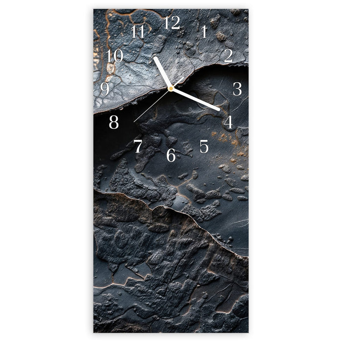 Wanduhr Dunkle Bronzetextur aus Glas – Hochformat 30 × 60 cm mit Ziffernblatt Klassisch
