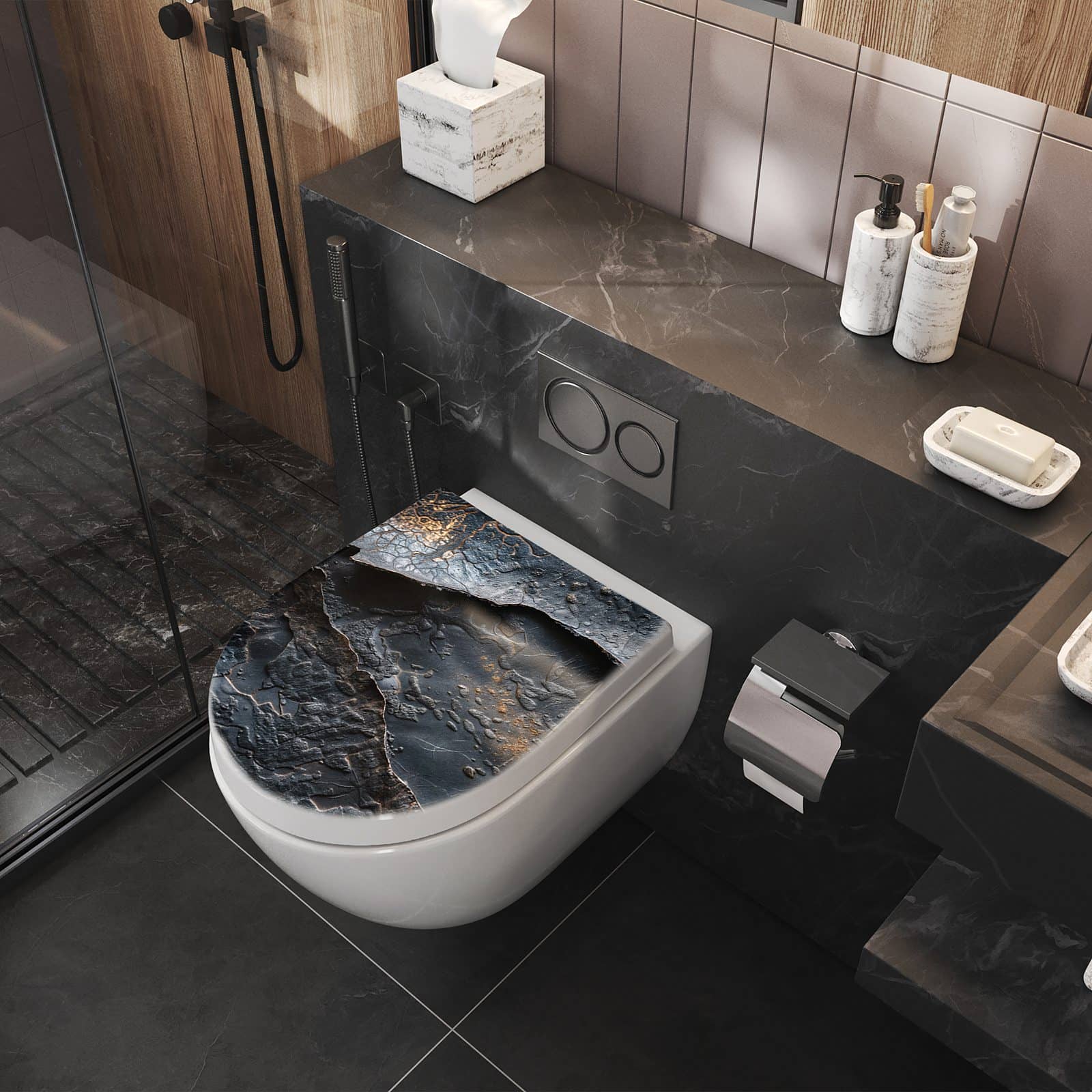 WC-Sitz mit Absenkautomatik Textur von Abstrakte