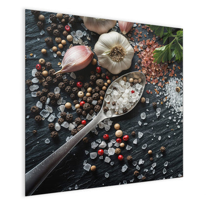Magnettafel mit dem Motiv Salz und Knoblauch