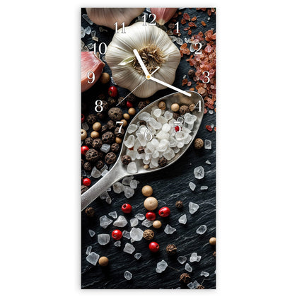 Wanduhr mit dem Motiv Salz und Knoblauch