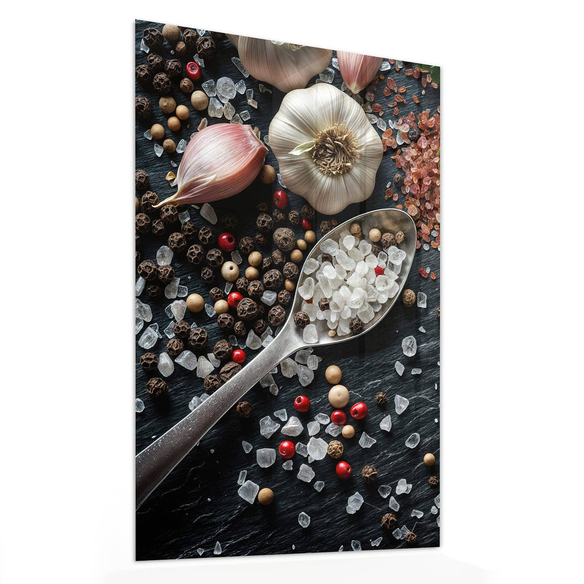 11 Größen – von 30 × 60 bis 60 × 150 cm – Wandbild - Salz und Knoblauch - Hochformat