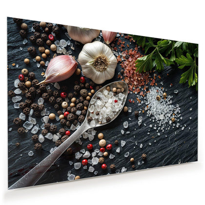 Wandbild mit dem Motiv Salz und Knoblauch
