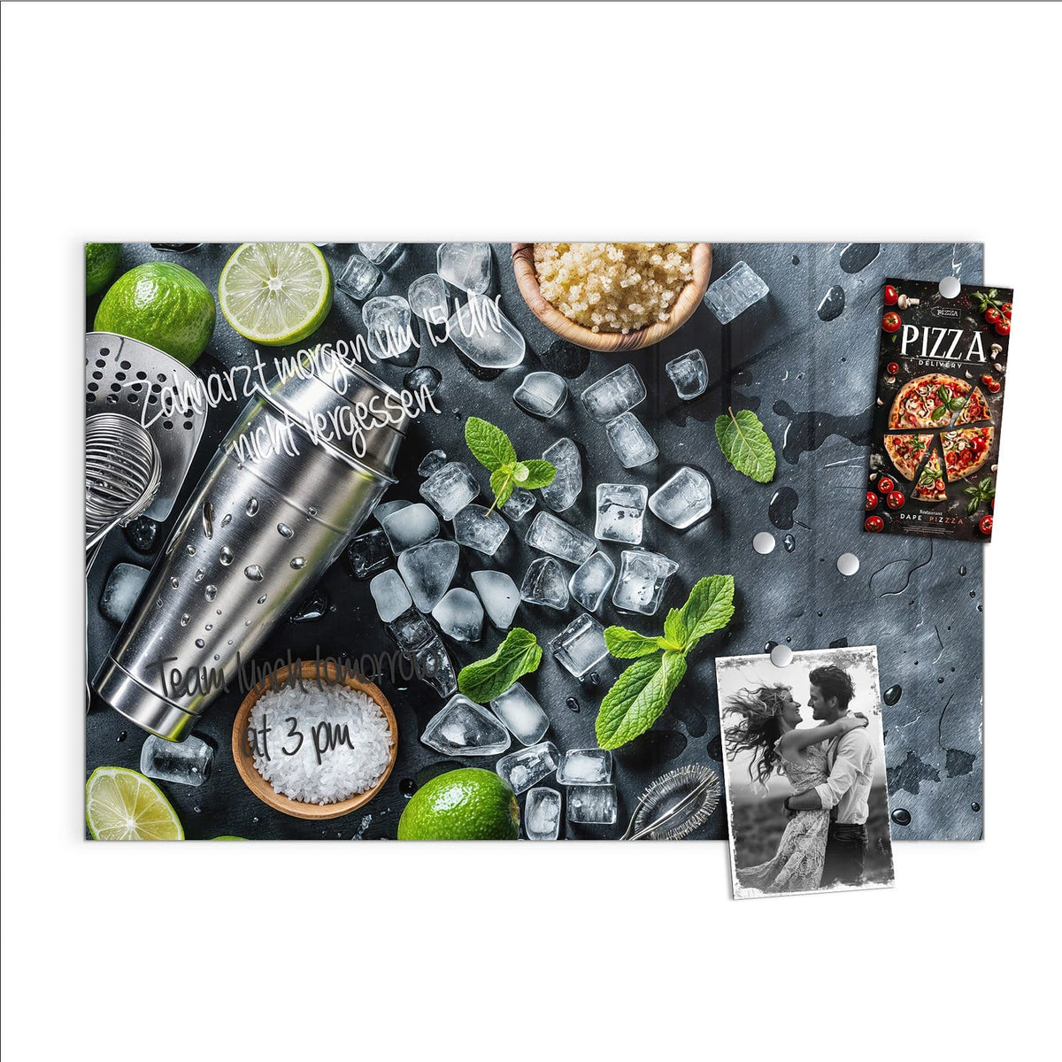 Beschreiben, abwischen, anheften – Magnettafel - Shaker mit Limetten