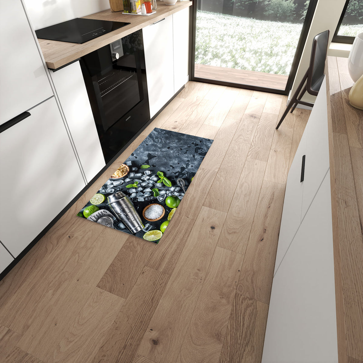 Waschbarer Küchenläufer mit Motiv Cocktail Zutaten für Ordnung in moderner Küche #grösse_60 x 120 cm