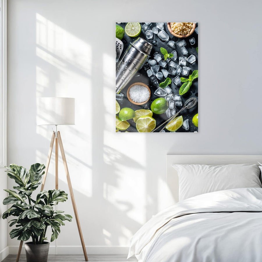 Maße Wandbild - Shaker mit Limetten - Hochformat