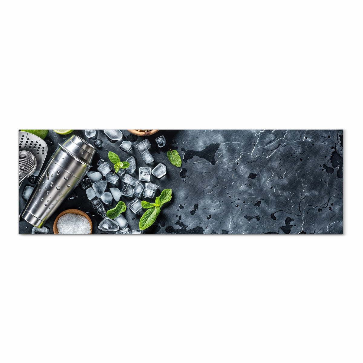 Wasserabweisender Küchenteppich mit Motiv Cocktail Zutaten in Frontansicht