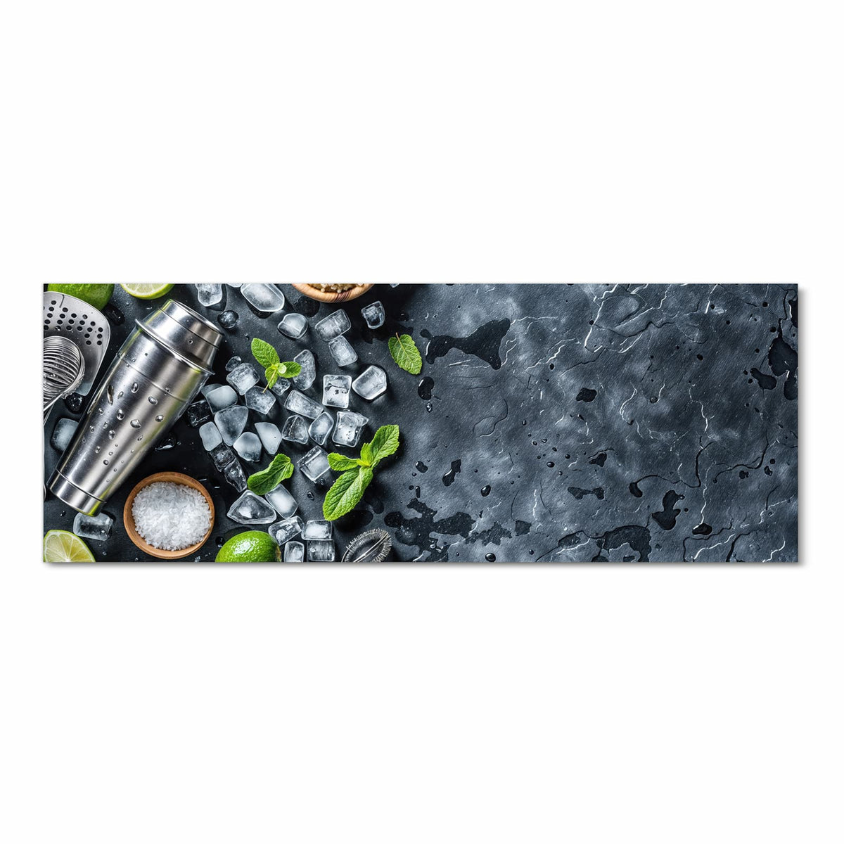 Geruchsneutraler großer Küchenteppich mit Motiv Cocktail Zutaten in Frontansicht