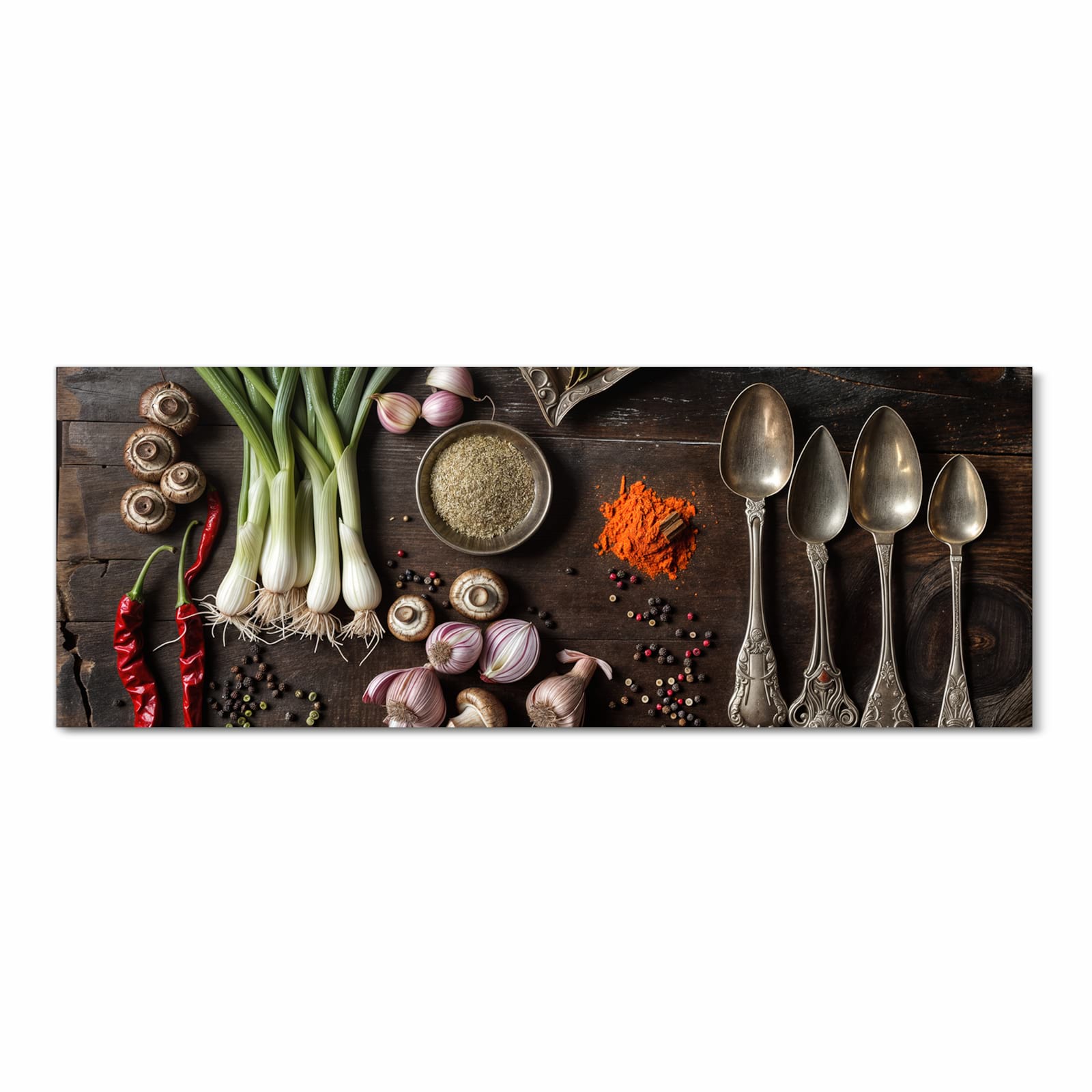 Farbbeständiger Teppich für Esstisch mit Motiv Kochen Leidenschaft in Frontansicht