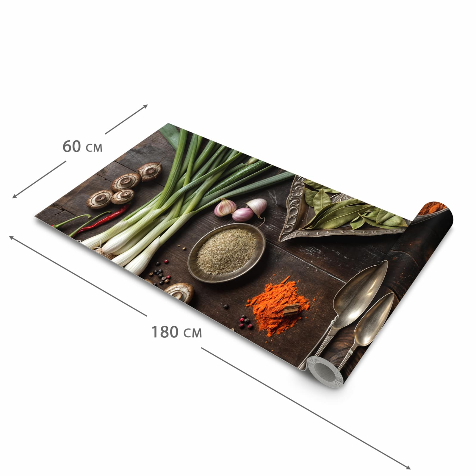 UV-beständiger Küchenteppich mit Motiv Kochen Leidenschaft in der Grösse 60x180 cm