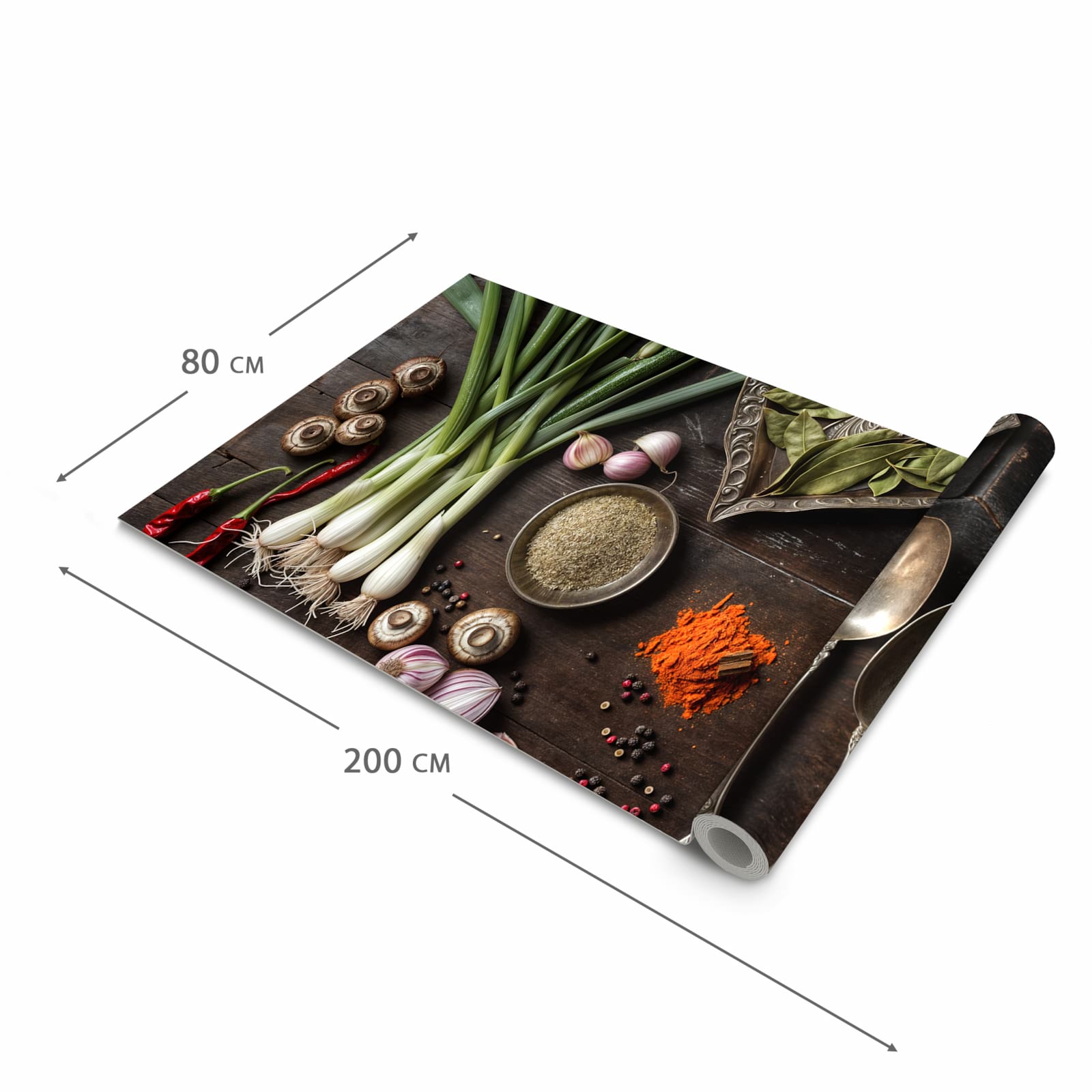 Geruchsneutraler Küchenteppich mit Motiv Kochen Leidenschaft in der Grösse 60x180 cm