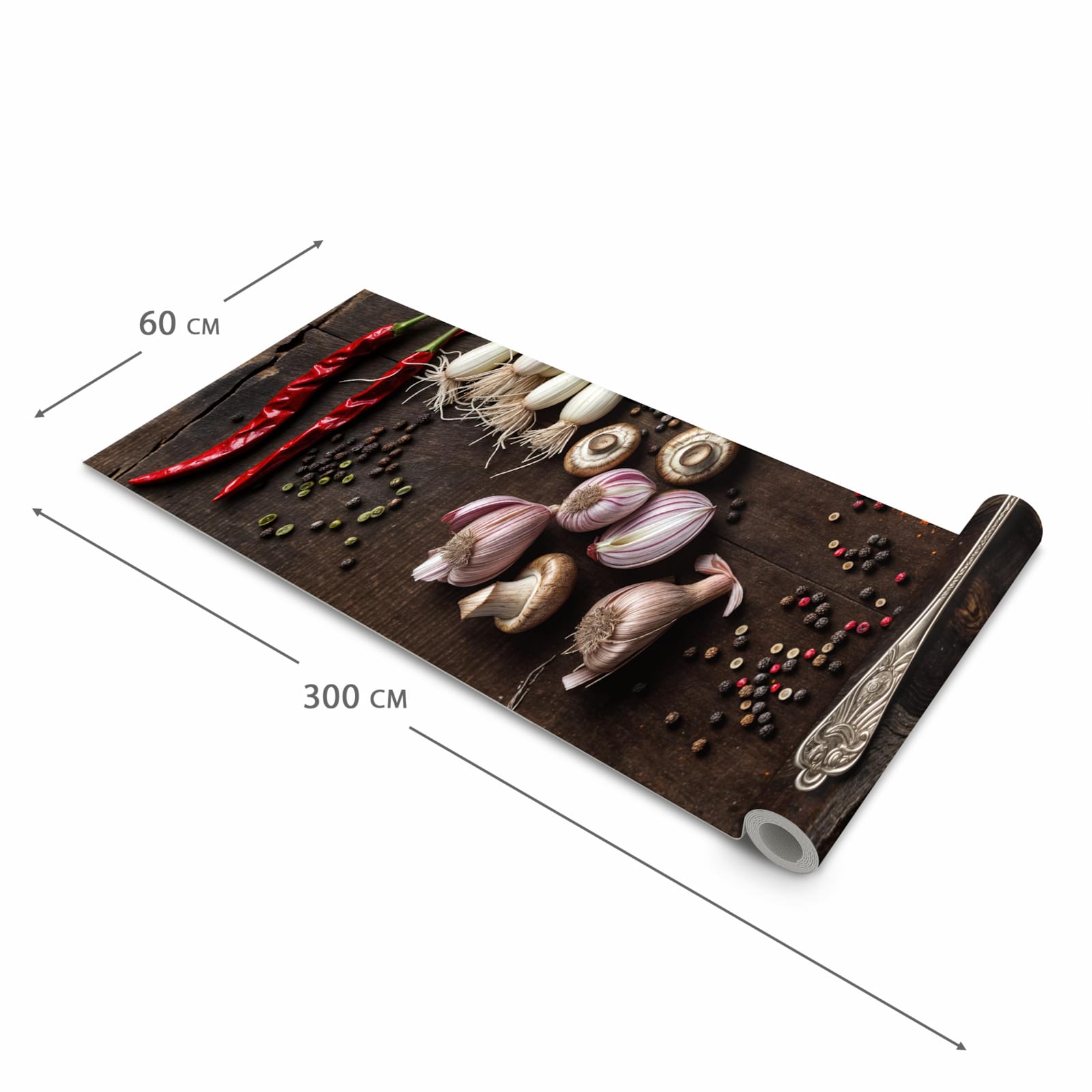 Fleckenresistenter Küchenläufer mit Motiv Kochen Leidenschaft in der Grösse 60x180 cm